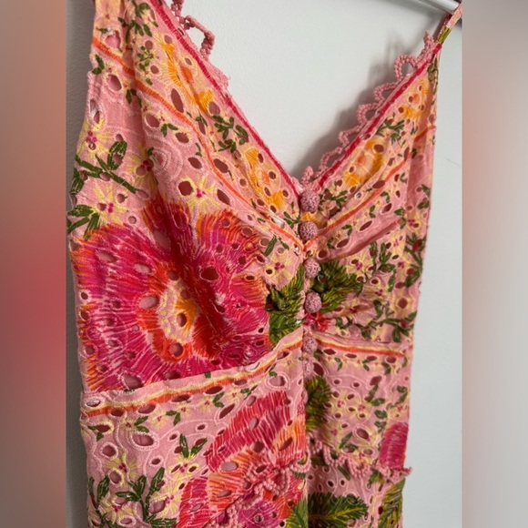 Farm Rio Blooming Floral Embroidered Handkerchief Midi Dress size small - Picture 11 of 14